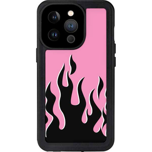 Pink Flames iPhone 15 Pro Waterproof Case